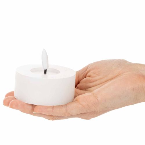Bougie chauffe-plat LED XL blanche en cire véritable avec minuterie, blanc chaud, 6 cm, lot de 2 | Floristik24.fr