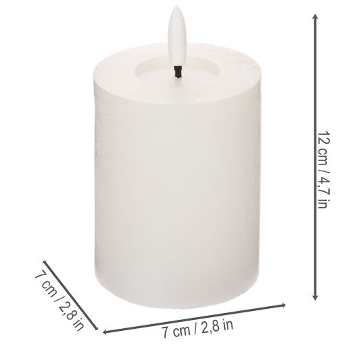 Bougie pilier LED, effet vacillant, avec minuterie, Ø7cm, 12cm | Floristik24.fr