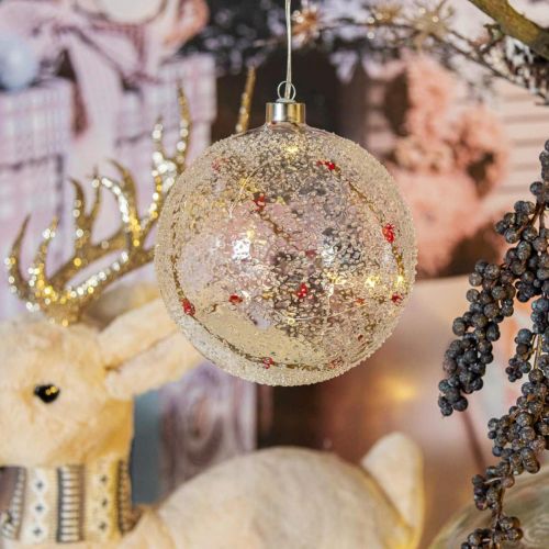 Boule de Noël LED guirlande lumineuse en verre coeurs Ø15cm