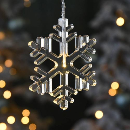 Article Décoration de fenêtre LED Flocons de neige de Noël blanc chaud Pour batterie 105cm