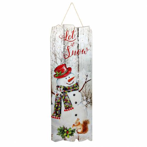 Floristik24 Bonhomme de neige mural LED "Let it Snow" 21 × 60cm Pour batterie