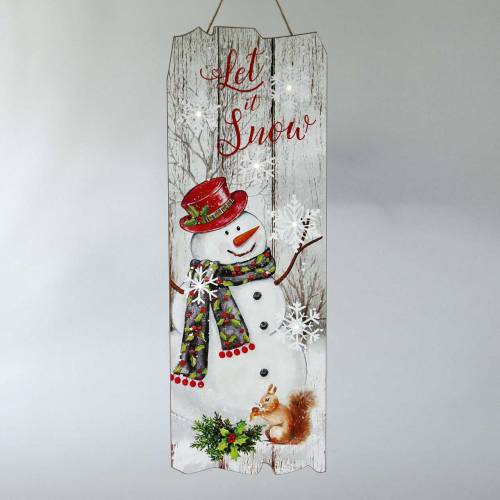 Floristik24 Bonhomme de neige mural LED "Let it Snow" 21 × 60cm Pour batterie