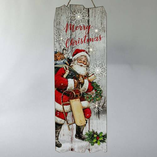 Floristik24 Murale LED Santa Claus &quot;Merry Christmas&quot; 21 × 60cm Pour batterie