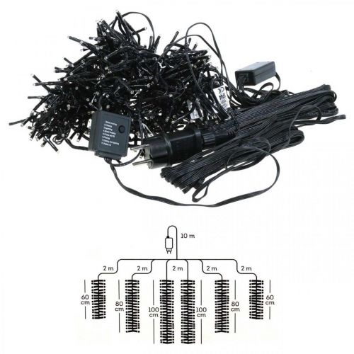 Article Cascade lumineuse effet neige, décoration hiver Avent, lumières LED 6 brins blanc chaud 480 L60/80/100cm