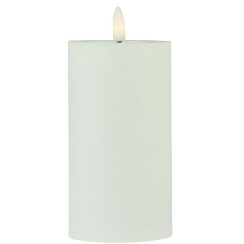 Minuteur bougie LED cire véritable blanc aspect rustique Ø7cm H15cm