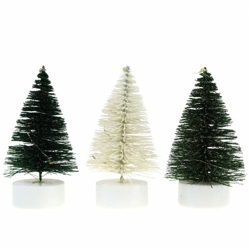 Sapin de Noël LED vert / blanc 10cm 3pcs