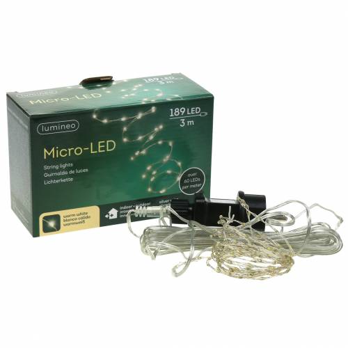 Article Chaine lumineuse LED fil lumineux blanc chaud 189LED 3m