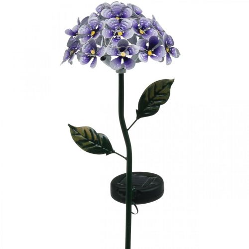 Chrysanthème lumineux, décoration en métal pour le jardin, décoration solaire à leds violet L55cm Ø15cm