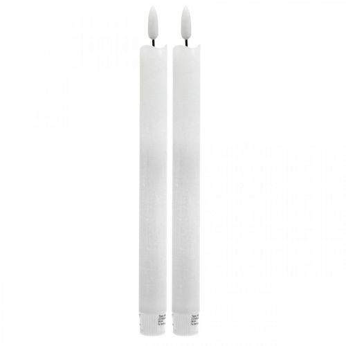 Floristik24 Bougie LED cire bougie de table blanc chaud pour batterie Ø2cm 24cm 2pcs