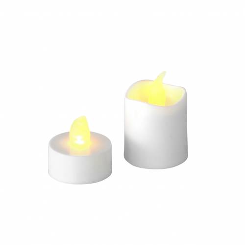 Bougies chauffe-plat LED effet flamme blanc chaud lot de 16 piles assorties 32