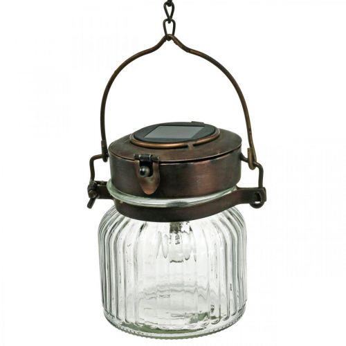 Article Lanterne LED, suspension, lumière solaire dans le verre Ø11cm H14cm