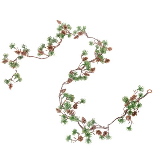 Guirlande artificielle de mélèze avec pommes de pin et branches d’aiguilles, 120 cm | Floristik24.fr