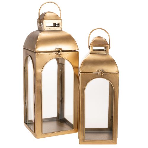 Lot de 2 lanternes en métal et verre finition laiton, H50cm acheter | Floristik24.fr