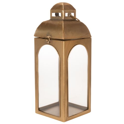 Lot de 2 lanternes en métal et verre finition laiton, H50cm | Floristik24.fr