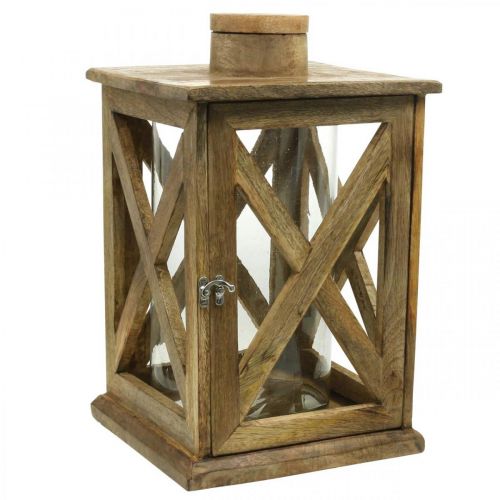 Floristik24 Lanterne en bois grande avec lanterne en verre aspect antique 25×25×41cm