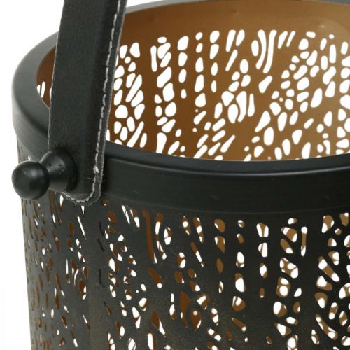 Floristik24 Lanterne en métal, lanterne avec arbre, décoration automne, noir, doré Ø20 / 19 / 14cm H23,5 / 17 / 12,5cm