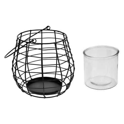 Article Lanterne de jardin avec lanterne en verre noir Ø20cm H18,5cm