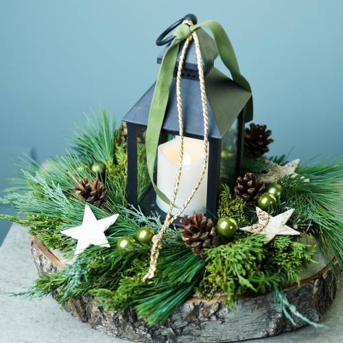 Floristik24 Lanterne avec bougie LED noire 10.5×24cm