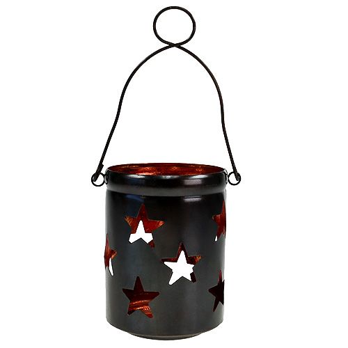 Floristik24 Lanterne motif étoile noir-cuivre Ø10cm H13,5cm