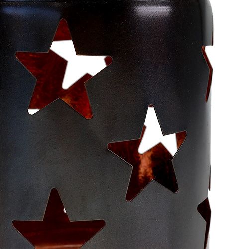 Article Lanterne motif étoile noir-cuivre Ø10cm H13,5cm