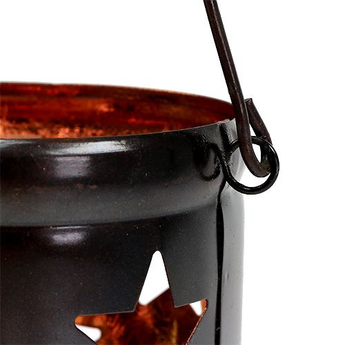 Floristik24 Lanterne motif étoile noir-cuivre Ø10cm H13,5cm