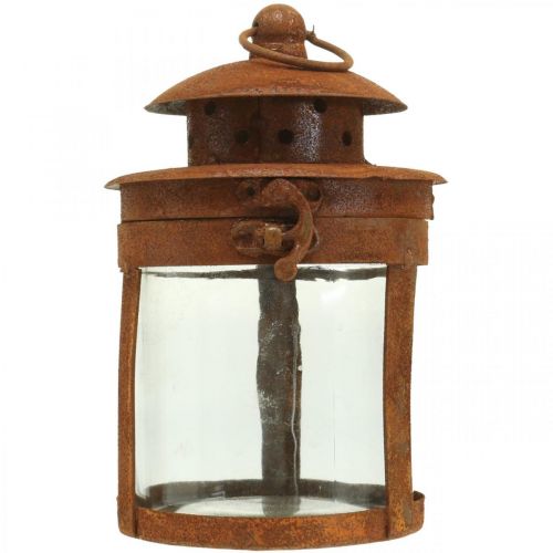 Article Lanterne en métal patiné, décoration estivale, lanterne en métal rouillé H18cm Ø10cm