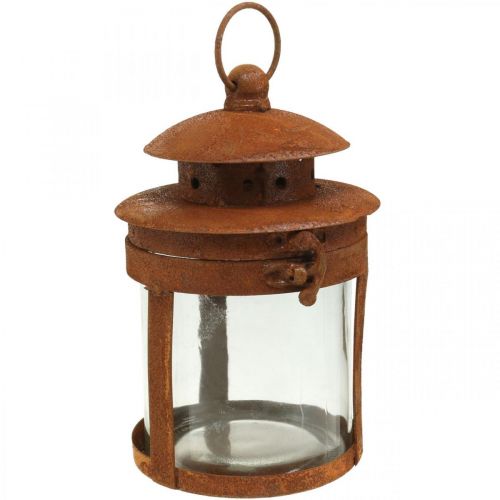 Floristik24 Lanterne en métal patiné, décoration estivale, lanterne en métal rouillé H18cm Ø10cm