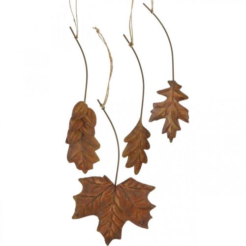 Floristik24 Feuilles en métal pour accrocher des feuilles d'automne brun rouille 7.5-10cm 4pcs