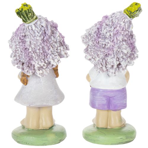 Article Figurine décorative représentant un garçon et une fille fleuris dans un pot de lavande, pour le salon et le jardin, 10 cm, lot de 2.