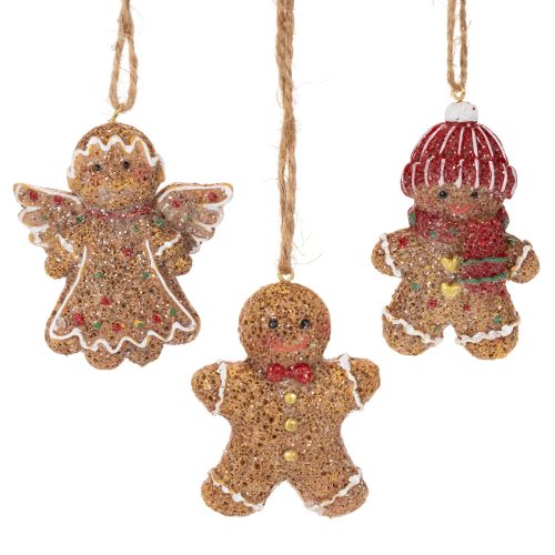 Lot de 3 figurines en pain d'épices décoratives à suspendre en résine 7 cm pour Noël acheter | Floristik24.fr