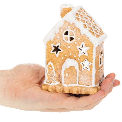 Porte-bougie chauffe-plat en forme de maison en pain d'épice, à poser et à utiliser comme décoration, 13 cm | Floristik24.fr
