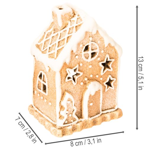 Porte-bougie chauffe-plat en forme de maison en pain d'épice, à poser et à utiliser comme décoration, 13 cm | Floristik24.fr