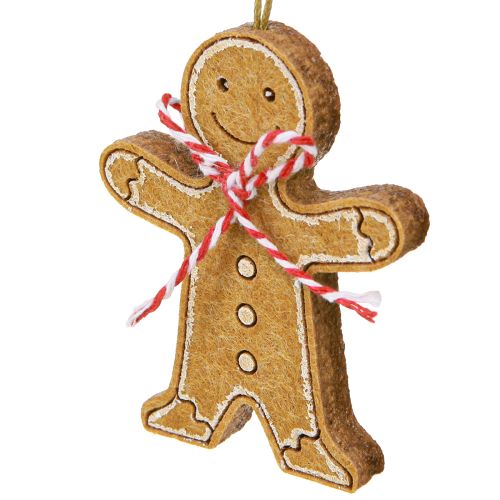 Article Bonhomme en pain d'épices décoratif à suspendre en bois, assortiment de 8 cm, 12 pièces