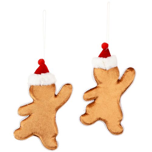 Article Décoration de Noël bonhomme en pain d&#39;épices à suspendre marron H21cm 2pcs