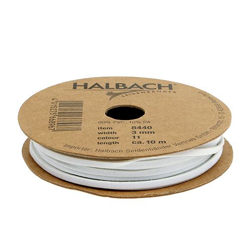 Floristik24 Cordon cuir blanc 3mm 10m
