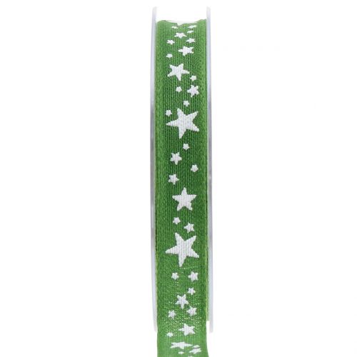 Floristik24 Ruban de jute avec motif étoile vert 15mm 15m