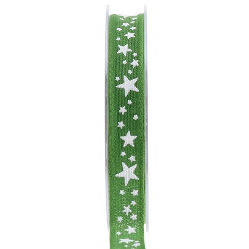 Floristik24 Ruban de jute avec motif étoile vert 15mm 15m