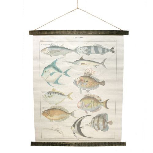 Rouleau déco en lin avec poisson 60cm x 72cm