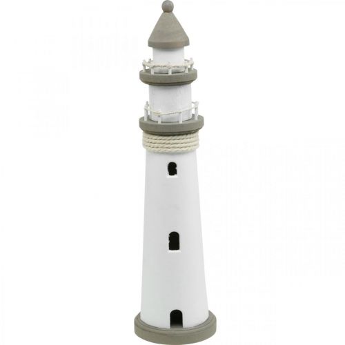 Floristik24 Décoration phare en bois maritime blanc, marron Ø12cm H48cm