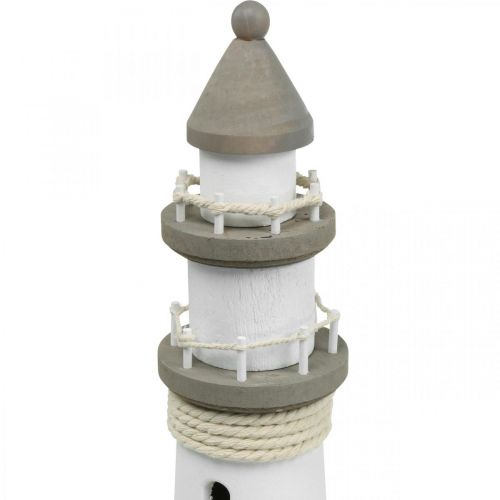 Article Décoration phare en bois maritime blanc, marron Ø12cm H48cm