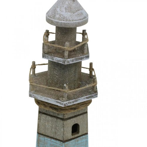 Floristik24 Phare en bois, déco nature maritime, bleu et blanc shabby chic H35,5cm