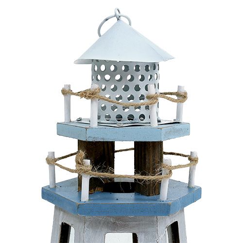 Floristik24 Phare photophore bleu-nature H. 32 cm