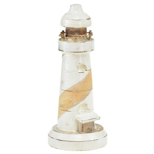 Floristik24 Décoration de table Phare en bois blanc naturel Ø7,5cm H19cm