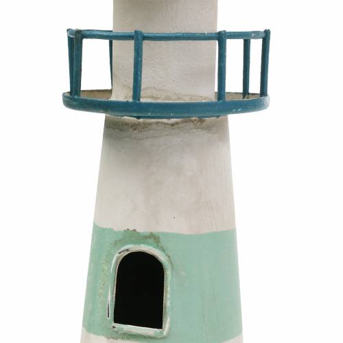 Floristik24 Phare turquoise, blanc Ø10,5cm H35cm