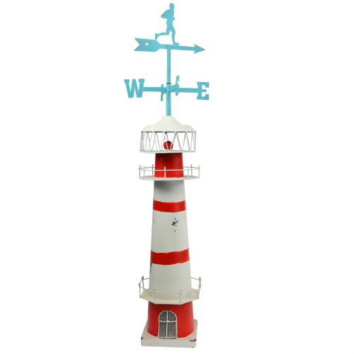 Floristik24 Phare rouge blanc avec girouette 90cm