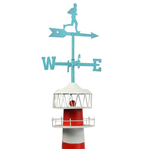 Floristik24 Phare rouge blanc avec girouette 90cm