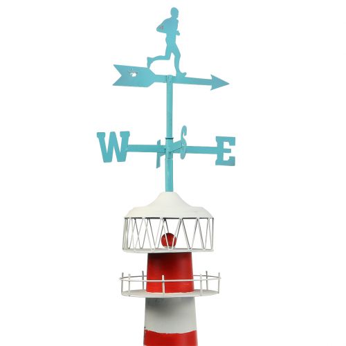 Article Phare rouge blanc avec girouette 90cm