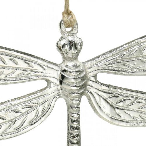 Article Libellule en métal, décoration estivale, libellule décorative à suspendre argentée L12,5cm