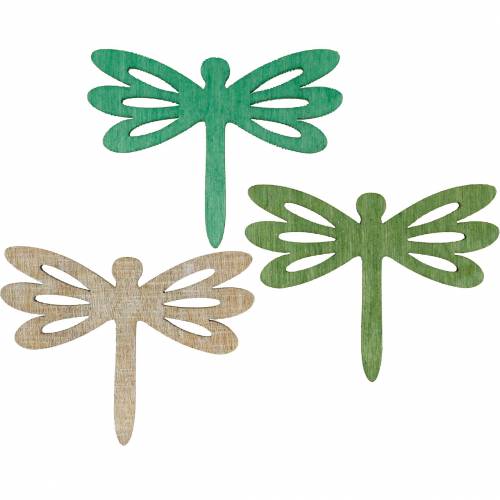 Floristik24 Libellules à disperser, décoration d&#39;été en bois, décoration de table verte 48 pcs
