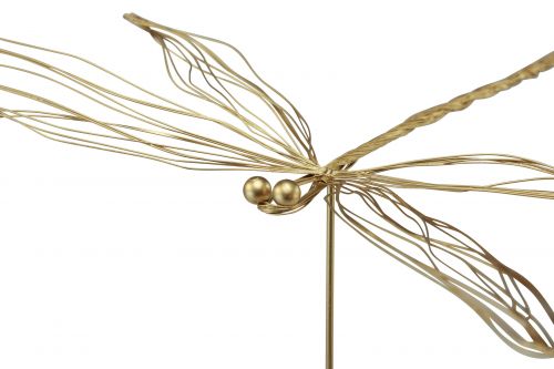 Article Bouchon de fleur décoratif en métal libellule été doré W28cm 2 pcs